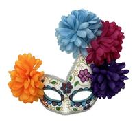 Dianzan Máscara De Calavera De Azúcar De Halloween, Máscara Mexicana del Día De Muertos, Máscaras De Mascarada Mexicanas Multicolores con Rosa