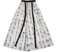 Dianzan Pantalones Anchos Estilo Palazzo con Caligrafía China, Pantalones Anchos De Seda Helada Elástica, Pantalones Anchos Unisex para Verano.