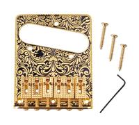 DIAO79NI TL - Puente de rodillo de 6 cuerdas con patrón tallado para guitarra eléctrica estilo Telecaster (dorado)