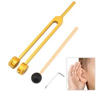 Diapason 128 Hz,Horquilla de Afinación,Diapason Musical,Diapason Medico de Aleación de Aluminio,Diapasón Prueba de Sistema Nervioso,Diapasones Terapeuticos con Martillo y Herramienta (Dorado)