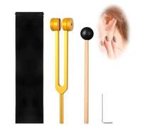 Diapasón 128 Hz para terapia, 128 Hz, diapasones de aluminio para terapia de frecuencia con bolsa de terciopelo, martillo de silicona y herramienta de reparación (dorado)