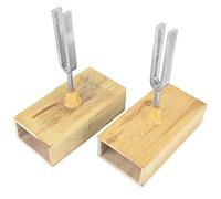 Diapasón 440 HZ Vibración 440 HZ Diapasón con caja de resonancia de madera, juego de afinación de tono de canto de acero para instrumento experimental de virbración de sonido