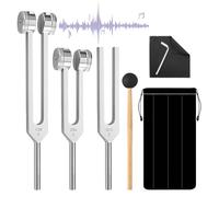 Diapasón De Aleación De Aluminio,Juego De 3 128HZ 256HZ 512HZ Diapasón De Aluminio,Diapasones Terapeuticos Chakras Con Martillo,Bolsa De Tela,Diapasón Terapéutico Para Terapia De Sonido