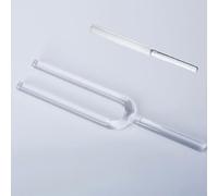 Diapasón de cristal de cuarzo chakra de 20 mm de diámetro, diapasón con golpeador acrílico, instrumento musical for curar el equilibrio de la energía sutil(D NOTE,440Hz)