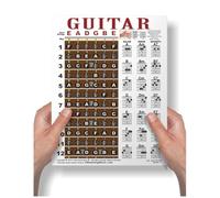 Diapasón de guitarra laminado y tabla de acordes, póster de instrucciones fácil para principiantes, 8.5 x 11 pulgadas A New Song Music