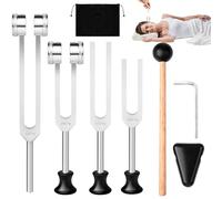 Diapasón, Diapasones Terapéuticos de Aleación de Aluminio(128Hz/256Hz/512Hz/1024Hz) Diapason Musical con Martillo de Silicona y Herramienta de Reparación para Sonido Curación ADN RelajacióN