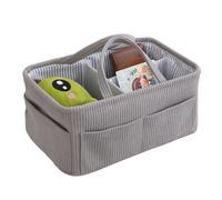 Diaper Basket - Corduroy Material 38cm Size, Storage Tote, Portable Compartments | Nursery Organizer, Corduroy Basket For Bedside, Desk, Bathroom, Travel, Wipes, Milk Bottles, Boys, Girls