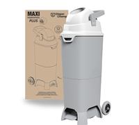 DIAPER CHAMP One Maxi - Cubo de pañales con pedal y ruedas | Manos libres, sin contacto, sin cartuchos de recarga, para bolsas de basura normales, aprox. 60 pañales, plateado/blanco