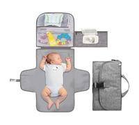 Diaper Changing Mat, Waterproof Folding Changing Pad with Multiple Pockets, Reusable Compact Changing Station for Outdoor Travel, Portable Baby Changing Mat for Girls and Boys