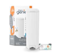 Diaper Genie El cubo platino (Lilly White) está hecho de acero inoxidable duradero e incluye 1 rollo de recambio fácil con 18 bolsas que pueden durar hasta 5 meses US, Blanco