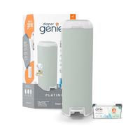 Diaper Genie El cubo platino (verde salvia) está fabricado en acero inoxidable duradero e incluye 1 rollo de recambio fácil con 18 bolsas que pueden durar hasta 5 meses US
