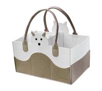 Diaper Tote Bag, Felt Nursery Storage Bin, Portable Changing Table Basket, Car Nappy Organizer, Baby Diaper and Wipes, Multi-Functional Storage For Babies, (Khaki, Brown)