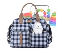 Diaper Tote Bag | With Handle Small Stylish Plaid Shoulder Pouch | Large Ca