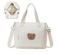 Diaper Tote - Bear Pattern Organizer For Essentials, Spacious Nursery Travel Pack With Adjustable Shoulder Strap, Multifunctional Maternity Handbag For Shopping Picnic Camping Hospital 15x12x6