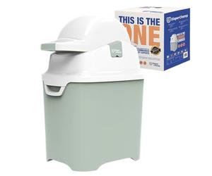 DiaperChamp ONE, Contenedor de pañales sin olor, sin recambios, utiliza bolsas de basura normales. Calidad profesional., Color verde salvia suave
