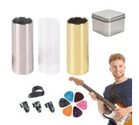 Diapositivas para la guitarra eléctrica, toboganes para la guitarra acústica | Diapositivas de guitarra de 60 mm, guitarras acústicas: incluye 4 mediadores, tobografías de 2 acero inoxidable, 1 tobogá