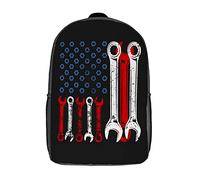 Diaria Backpack Bandera De EE. UU. De Mechanic Bolsa para Portátil Unisex Mochila De Viaje para Trabajo, Escolar, Mujeres, 42X32X14Cm