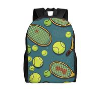 Diaria Bolsa De Deporte Raquetas De Tenis Y Pelotas De Tenis Divertidas Mochila para Escuela Impermeable Tipo Casual Bolsas para Trabajo, Escolar, Gimnasio, 42X32X14Cm