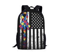 Diaria Mochila De Viaje Bandera Estadounidense De Concienciación sobre El Autismo Tipo Casual Bolsas con Compartimento Mochila para Escuela para Viajes, Hombres, Mujeres, 42X32X14Cm