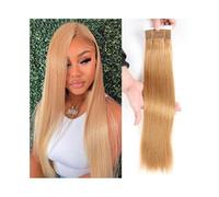 Diario 27# Paquetes de cabello humano rubio miel de 8 a 18 pulgadas, extensiones de cabello Remy brasileño liso, tejido de 3 paquetes para citas(12 12 12)