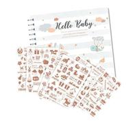 Diario a bordo del bebé, registro diario del bebé,Seguidor de planificación Hello Baby Planner | Hitos de desarrollo, álbumes de discos, páginas de diario de recuerdos ilustradas pe