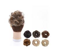 Diario Coleteros despeinados con moño rizado y banda elástica de cabello humano real Postizos(60)
