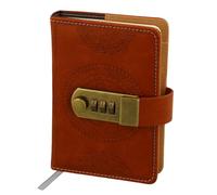 Diario con Candado, 240 Páginas Vintage Libreta Pequeña de Bolsillo para Hombre Mujer, Papeleria Bonita A7 Cuaderno para Estudiantes, Mini Diario Portátil para Escuela/Oficina/Viajes, 15x10cm (Marrón)