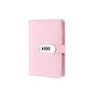 Diario con Candado A5 A6 90Pages Password Book with Lock Diary Binder Refillable Paper with Pen Card Slot Leather Notebook Journal Student Notepad(A6 Pink)