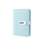 Diario con Candado A5 A6 90Pages Password Book with Lock Diary Binder Refillable Paper with Pen Card Slot Leather Notebook Journal Student Notepad(A6 Blue)