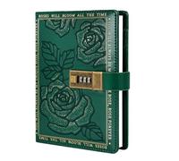 Diario con candado - Diario secreto B6 - 224 páginas de piel con patrón de rosas tapa dura planificador rayado - organizador personal para mujeres, hombres, niños, escuela, viajes, cumpleaños, Navidad