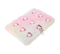 Diario con Cerradura de Peluche A5 con 9 Gemas, Diseño Corazón Degradado, Cuaderno Esponjoso para Estudiantes, Libreta Portátil para Escribir y Guardar Secretos