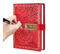 Diario con cerradura - Diario de contraseña B6 - 224 páginas funda de cuero rosa diario enrollado para niños niñas niños adultos adolescentes viaje escuela cumpleaños Navidad