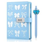Diario con cerradura para niñas, bonitos regalos preparados para niñas de 8, 9, 10, 11, 12, 13, 14, 15 años en adelante, diario secreto con código de lazo azul, cuaderno con bolígrafo, coqueta azul