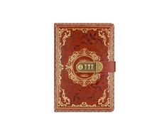 Diario Con Contraseña Cuaderno Vintage A5 de PU, Bloc notas con contraseña, registro privacidad, papelería oficina secreta, agenda escolar cuero, suministros(Brown)