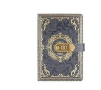 Diario Con Contraseña Cuaderno Vintage A5 de PU, Bloc notas con contraseña, registro privacidad, papelería oficina secreta, agenda escolar cuero, suministros(Grey)