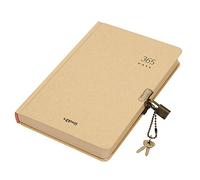 Diario de 365 días Cuaderno A5 papel kraft con tapa dura Diario secreto con candado y llaves, página en blanco gruesa, bloc de notas Planificador diario y bloc de dibujo