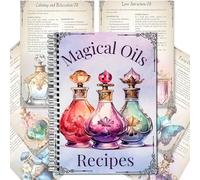 Diario de aceite mágico de 50 páginas - Guía de brujería y libro ritual, 50 recetas de aceite mágico, desbloquea el poder de la magia natural - Libro de referencia rápida de aceites mágicos para