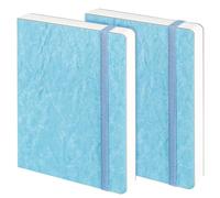 Diario de acuarela Funto, 7,5 x 5 pulgadas, 2 paquetes, 44 páginas cada uno, 100% algodón prensado en frío, cubierta azul de cuero sintético perlado, suministros de arte para técnicas mixtas