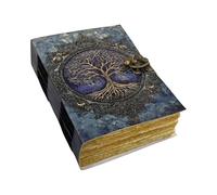 Diario de cuero del árbol de la vida, cuaderno de escritura vintage hecho a mano con papel antiguo con borde de cubierta, libro de sombras Grimoire, cuaderno de bocetos rústico para hombres y mujeres