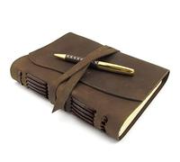 Diario De Cuero, Diario De Viaje, A5 Cuaderno De Escritura Hecho a Mano Vintage Para Hombres Mujeres y Viajeros Antiguo y Suave Cuero Rústico 20x15cm Perfecto Para Escribir Poesía, Bolígrafo