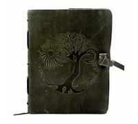 Diario de cuero para mujeres y hombres, 200 páginas, cuaderno de bocetos del árbol de la vida para dibujar, lácteos de viaje, cuaderno de mujer, escritura, papel hecho a mano, color verde vintage