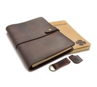 Diario de cuero recargable Le Vent para hombres y mujeres - 2 cuadernos encuadernados con l neas y en blanco - Tapa de cuero A5 de 8x5 para cuade