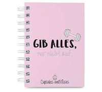 Diario de entrenamiento para mujeres para gimnasio, culturismo y cardio de Cupcakes & Kisses, 200 páginas, resistente y práctico (DIN A6)