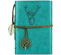 Diario de escritura de cuero, diario de cuaderno recargable, diario vintage con páginas forradas, cuaderno de viajeros, regalo para hombres y mujeres 23x16.5cm (Azul)