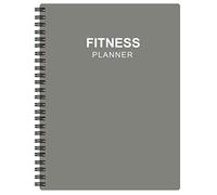 Diario de fitness para mujeres y hombres, A5, diario de entrenamiento, planificador para rastrear la pérdida de peso, gimnasio, seguimiento diario de salud y bienestar, color gris