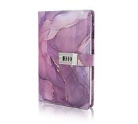 Diario de mármol con cerradura para niñas y mujeres, diario con cerradura de cuero A5 para niñas adolescentes, cuaderno con cerradura de contraseña secreta y encantadora con Portaplumas