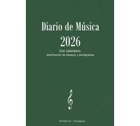 Diario de Música 2026: Con calendario, planificación de ensayos y pentagramas