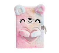 Diario de oso peludo | Divertido cuaderno con cerradura y llaves, diario secreto con 80 páginas, diario de peluche para niñas, dibujo de escritura para niños, casa de la escuela