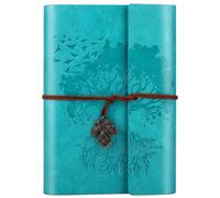 Diario de piel con páginas en blanco, estilo vintage, recargable, diario de piel, color azul /blue A5