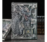 Diario de piel con relieve de dragón de estilo vintage europeo hecho a mano, cubierta de PU con relieve 3D, diario A5, gran regalo para mujeres y hombres (color negro)